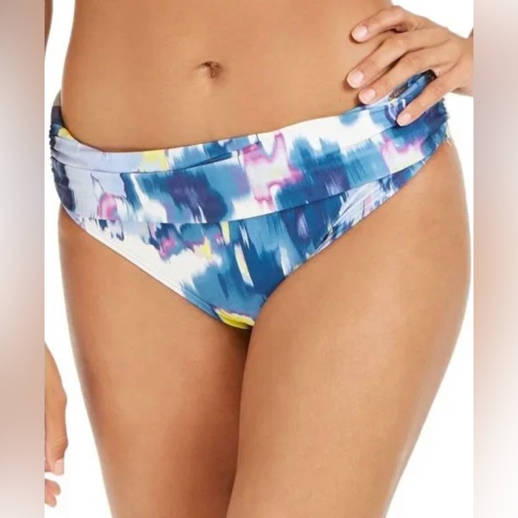 NWOT DKNY Women’s Tie Dye Print Fold Over Bikini Swim Bottom - Picture 1 of 10